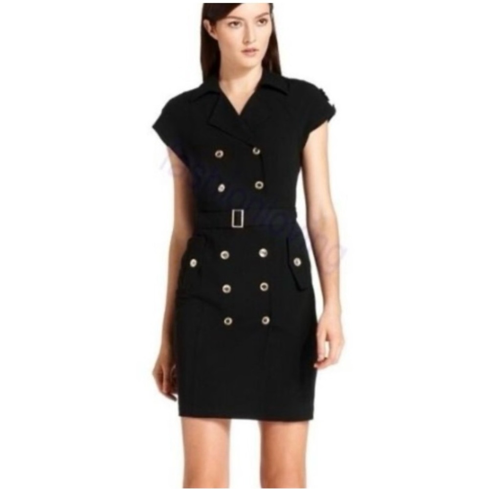 Black Calvin Klein double breasted belt dress